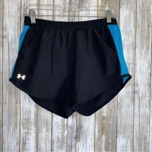 Under Armor Black & Blue Loose Fly By 2.0 Shorts